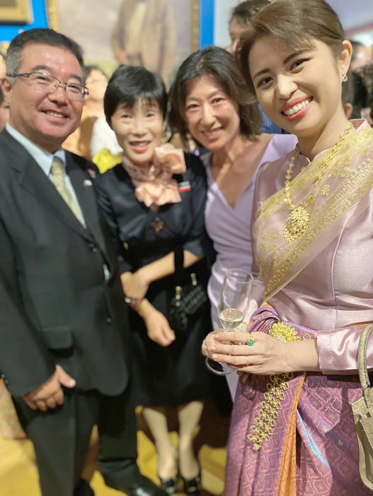Charter Australia, CEO Ming Chen smiles with the Thai Consulate General and dignitaries at the NSW National Museum in 2023 at a networking event. 